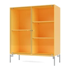 Montana Display & Glass Cabinets*Ripple II display cabinet 69.6x82.2x30 cm, Acacia-legs chrome Yellow