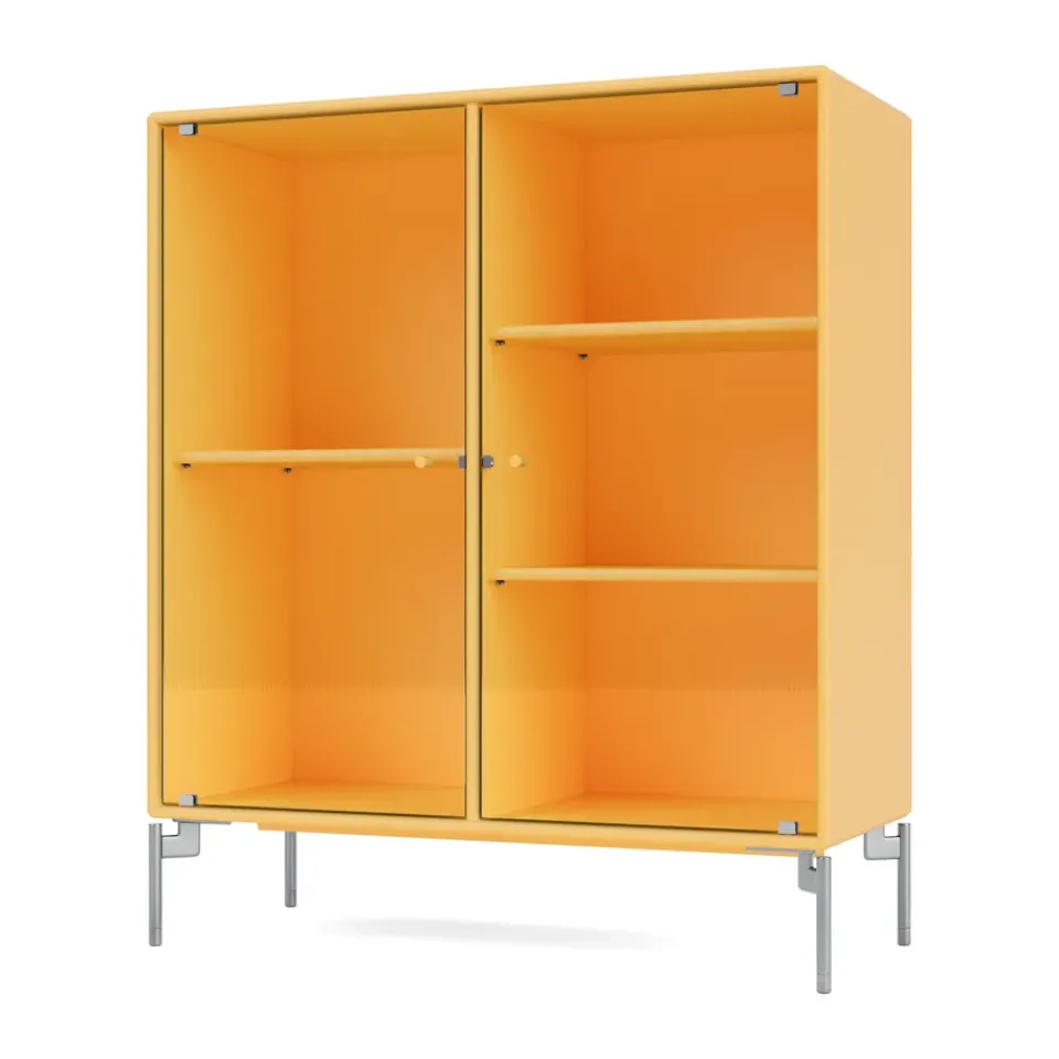 Montana Display & Glass Cabinets*Ripple II display cabinet 69.6x82.2x30 cm, Acacia-legs chrome Yellow