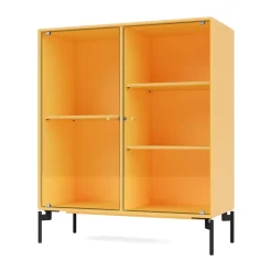 Montana Display & Glass Cabinets*Ripple II display cabinet 69.6x82.2x30 cm, Acacia-legs black Yellow