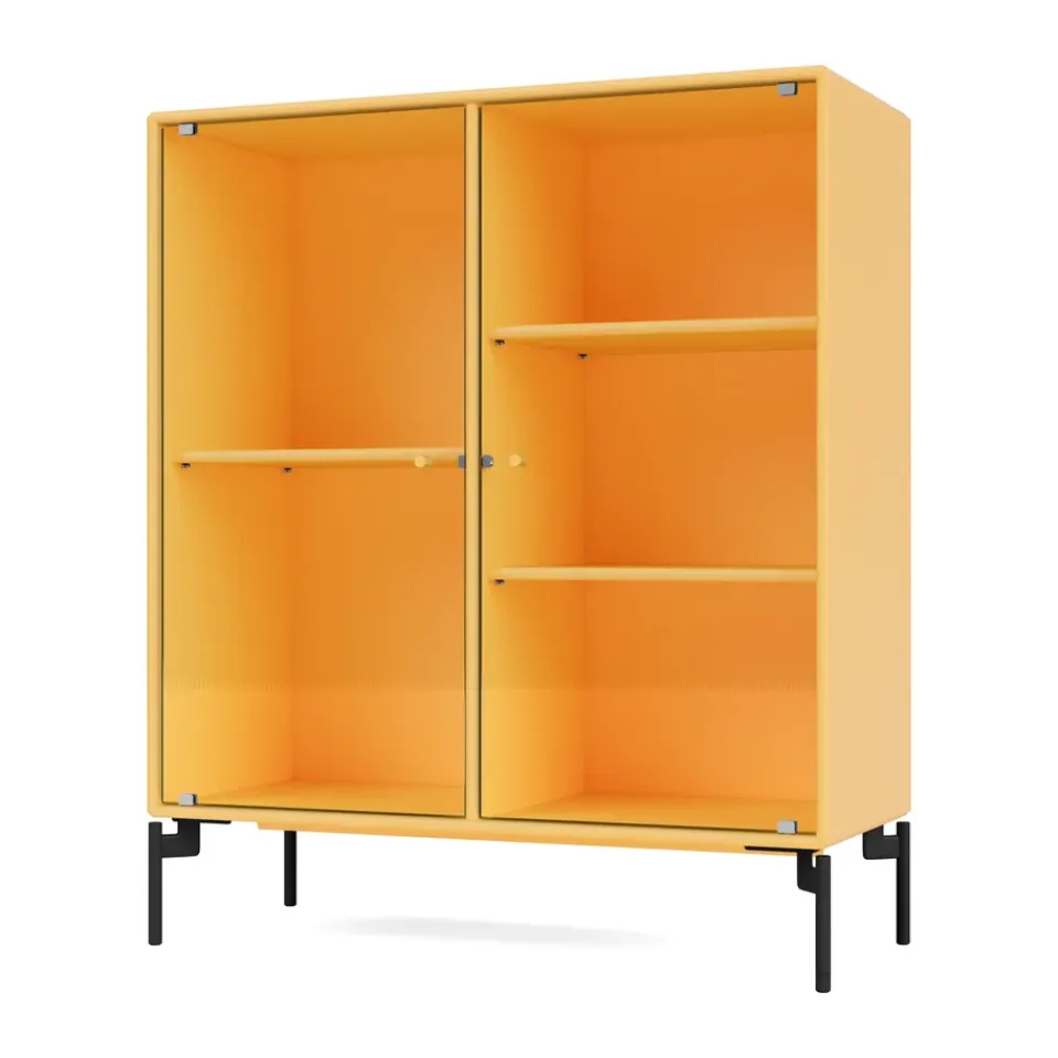 Montana Display & Glass Cabinets*Ripple II display cabinet 69.6x82.2x30 cm, Acacia-legs black Yellow