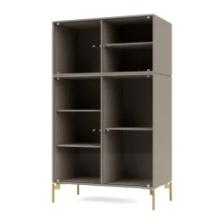 Montana Display & Glass Cabinets*Ripple III display cabinet 69.6x117.6x38 cm, Truffle-legs brass GreyBrown