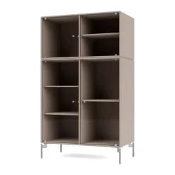Montana Display & Glass Cabinets*Ripple III display cabinet 69.6x117.6x38 cm, Mushroom-legs chrome Beige