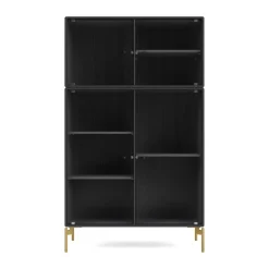 Montana Display & Glass Cabinets*Ripple III display cabinet 69.6x117.6x38 cm, Anthracite-legs brass Grey