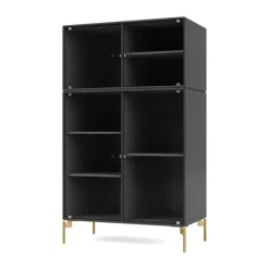 Montana Display & Glass Cabinets*Ripple III display cabinet 69.6x117.6x38 cm, Anthracite-legs brass Grey