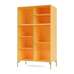 Montana Display & Glass Cabinets*Ripple III display cabinet 69.6x117.6x38 cm, Acacia-legs brass Yellow