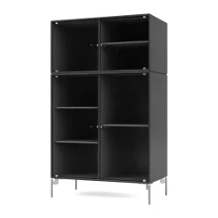 Montana Display & Glass Cabinets*Ripple III display cabinet 69.6x117.6x38 cm, Anthracite-legs chrome Grey