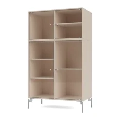 Montana Display & Glass Cabinets*Ripple III display cabinet 69.6x117.6x38 cm, Clay-Chrome legs MB126 Grey