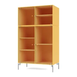 Montana Display & Glass Cabinets*Ripple III display cabinet 69.6x117.6x38 cm, Acacia-legs chrome Yellow