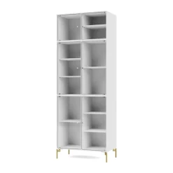 Montana Display & Glass Cabinets*Ripple IV display cabinet 69.6x187.2x38 cm, New-legs brass White