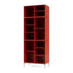 Montana Display & Glass Cabinets*Ripple IV display cabinet 69.6x187.2x38 cm, Rosehip-legs chrome Orange