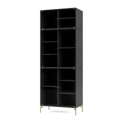 Montana Display & Glass Cabinets*Ripple IV display cabinet 69.6x187.2x38 cm, Anthracite-legs brass Blue