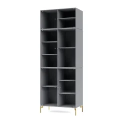 Montana Display & Glass Cabinets*Ripple IV display cabinet 69.6x187.2x38 cm, Graphic-legs brass Grey