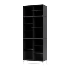 Montana Display & Glass Cabinets*Ripple IV display cabinet 69.6x187.2x38 cm, Anthracite-legs chrome Grey