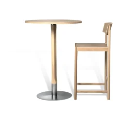 Mavis Bar Tables*Rod bar table Ø70 cm, White pigmented matte lacquered oak Beige