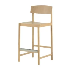 Mavis Bar Stools*Rod barstool 65 cm, White pigmented matte lacquered oak Beige