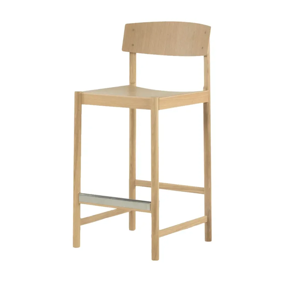 Mavis Bar Stools*Rod barstool 65 cm, White pigmented matte lacquered oak Beige