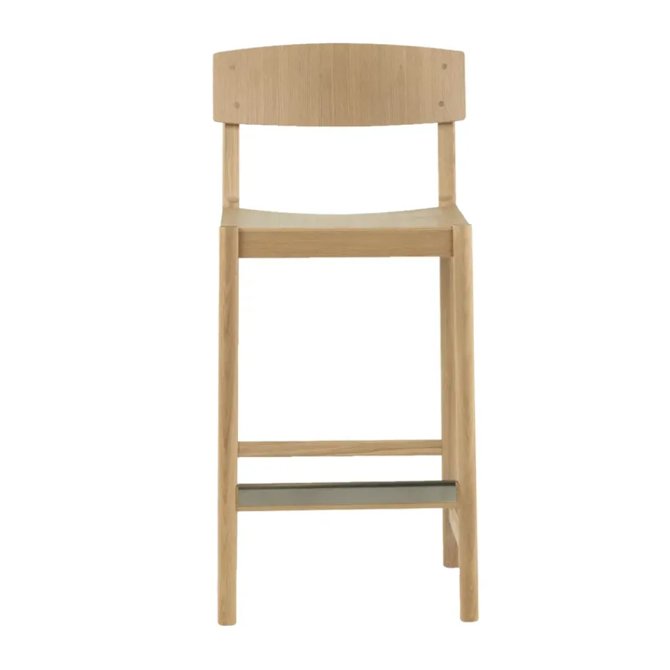 Mavis Bar Stools*Rod barstool 65 cm, White pigmented matte lacquered oak Beige
