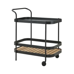 Cane-line Table For Outdoor Use*Roll serving trolley, Lava , incl. teak tabletop Grey