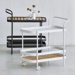Cane-line Table For Outdoor Use*Roll serving trolley, Lava , incl. teak tabletop Grey
