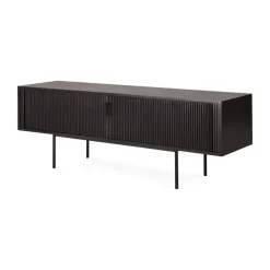 Ethnicraft T.V & Media Units|Display & Glass Cabinets*Roller Max TV unit, Lacquered teak--2 doors Black