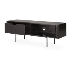 Ethnicraft T.V & Media Units|Display & Glass Cabinets*Roller Max TV unit, Lacquered teak--2 doors Black