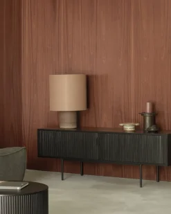 Ethnicraft T.V & Media Units|Display & Glass Cabinets*Roller Max TV unit, Lacquered teak--2 doors Black
