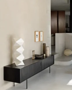 Ethnicraft T.V & Media Units|Display & Glass Cabinets*Roller Max TV unit, Lacquered teak--2 doors Black