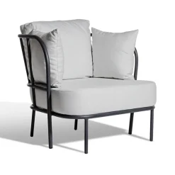 Skargaarden Outdoor Lounge Furniture*Saltö lounge chair, Sunbrella silver , charcoal aluminium frame Grey