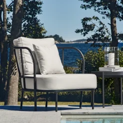 Skargaarden Outdoor Lounge Furniture*Saltö lounge chair, Sunbrella silver , charcoal aluminium frame Grey