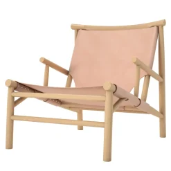 NORR11 Armchairs & Footstools*Samurai loungechair leather seat oak, Natural Beige