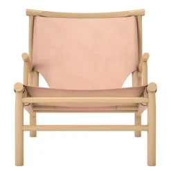 NORR11 Armchairs & Footstools*Samurai loungechair leather seat oak, Natural Beige