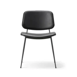 Fredericia Furniture Chairs*Søborg 3062 Metal chair fully upholstered, Leather omni 301 - Black