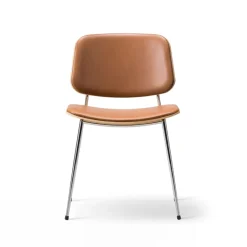 Fredericia Furniture Chairs*Søborg 3062 Metal chair fully upholstered, Leather omni 307 cognac-chrome Brown