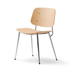 Fredericia Furniture Chairs*Søborg Metal chair, Clear lacquered oak-chrome frame Beige