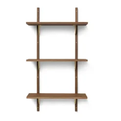 Ferm Living Shelves & Shelving Systems*Sector shelf triple narrow, Smoked Oak, brass Brown