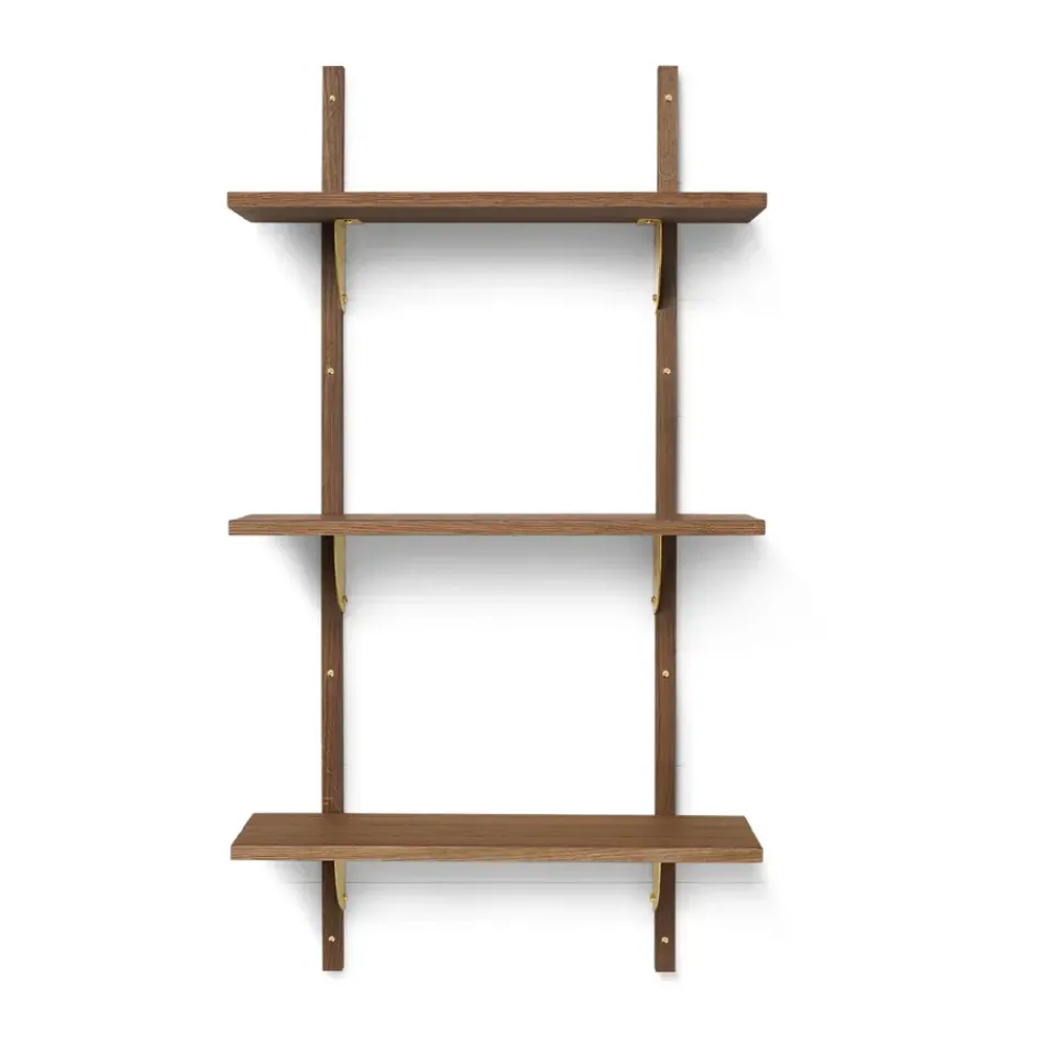 Ferm Living Shelves & Shelving Systems*Sector shelf triple narrow, Smoked Oak, brass Brown