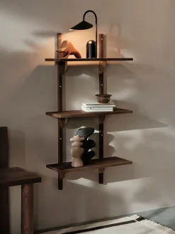 Ferm Living Shelves & Shelving Systems*Sector shelf triple narrow, Smoked Oak, brass Brown