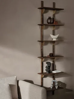 Ferm Living Shelves & Shelving Systems*Sector shelf triple narrow, Smoked Oak, brass Brown