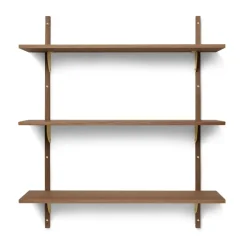 Ferm Living Shelves & Shelving Systems*Sector shelf triple wide, Smoked Oak, brass Brown