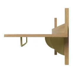 Ferm Living Hat Rack & Hat Shelves*Sector shelf with hanging rail 37x87 cm, Oak-brass Brown