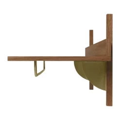 Ferm Living Hat Rack & Hat Shelves*Sector shelf with hanging rail 37x87 cm, Smoked Oak, brass Brown