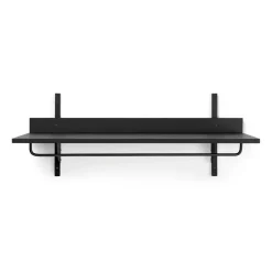 Ferm Living Hat Rack & Hat Shelves*Sector shelf with hanging rail 37x87 cm, ash- brass Black