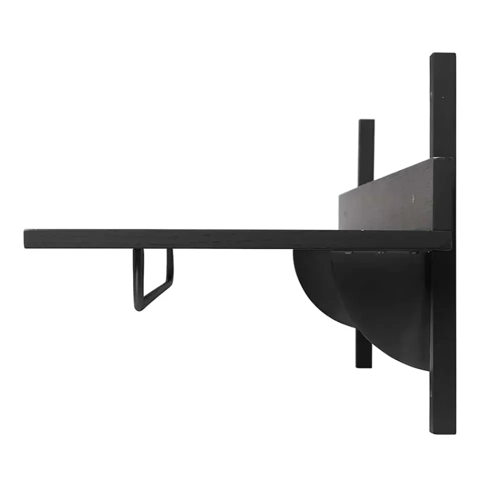 Ferm Living Hat Rack & Hat Shelves*Sector shelf with hanging rail 37x87 cm, ash- brass Black
