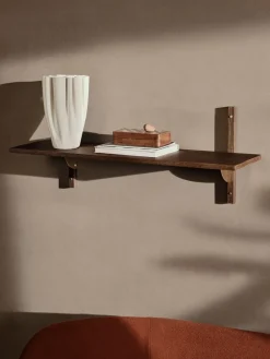 Ferm Living Shelves & Shelving Systems*Sector shelfL/S, Smoked Oak, brass Brown