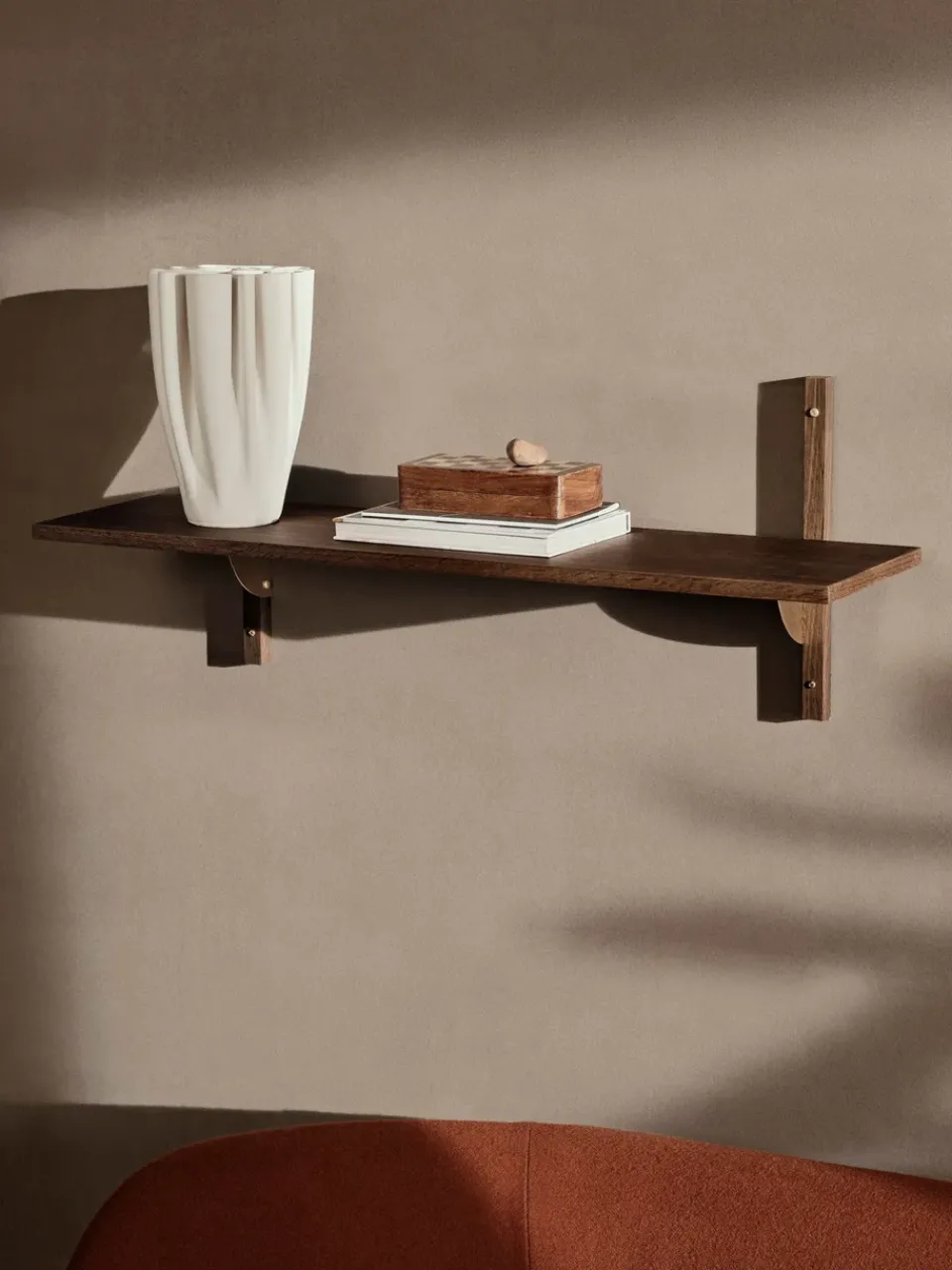 Ferm Living Shelves & Shelving Systems*Sector shelfL/S, Smoked Oak, brass Brown
