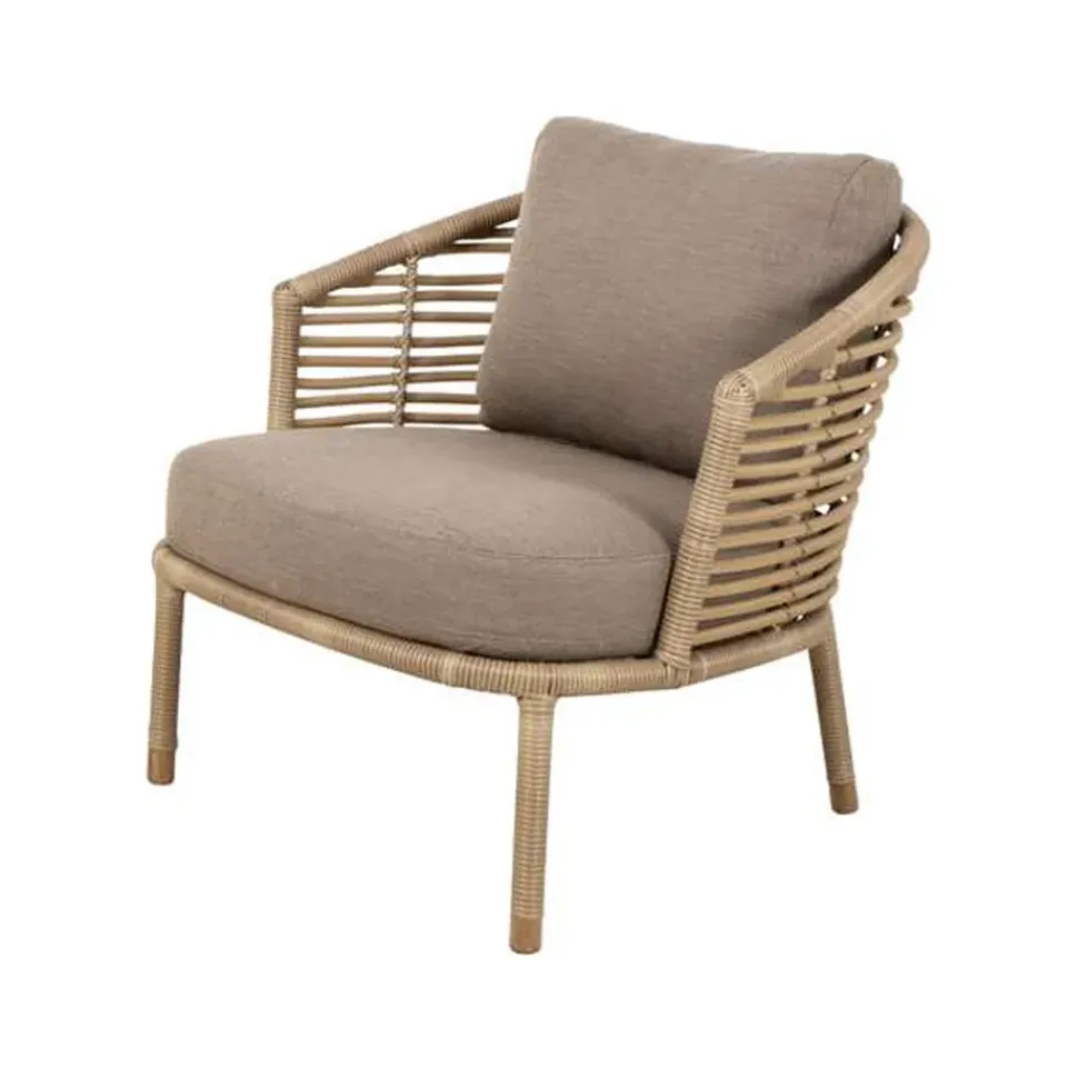 Cane-line Outdoor Lounge Furniture*Sense lounge armchair, Natté taupe, natural, incl. taupe cushions Beige