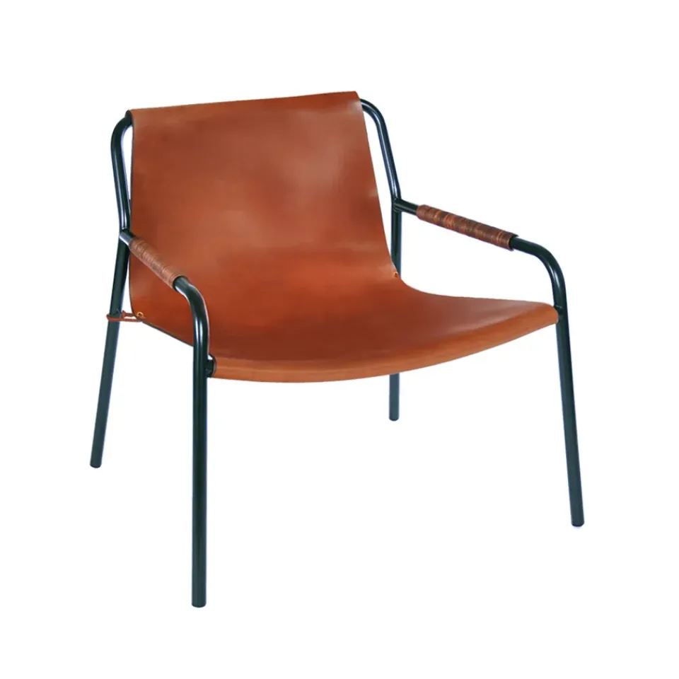 OX Denmarq Chairs|Armchairs & Footstools*September lounge chair, Leather cognac. black laquered steelstand Brown