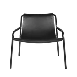 OX Denmarq Armchairs & Footstools*September lounge chair, Leather . laquered steelstand Black
