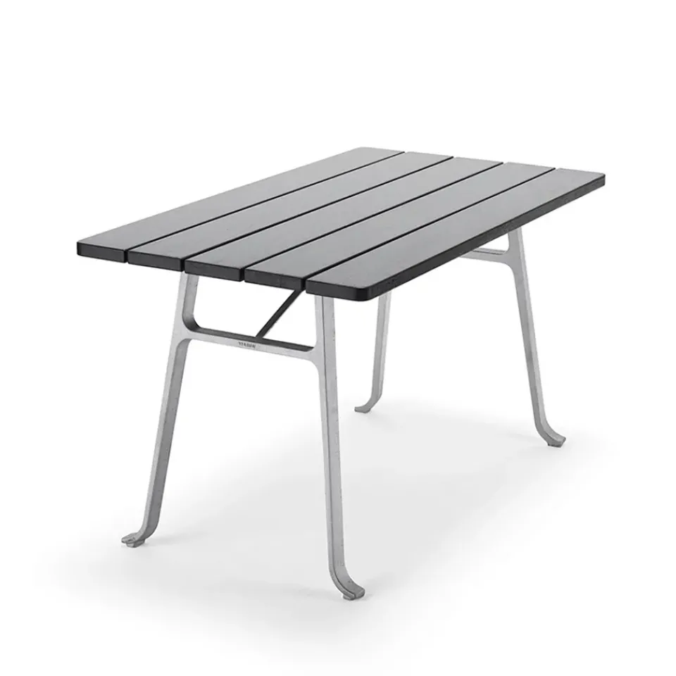 Byarums bruk Table For Outdoor Use*Seriff table, Mahogany glaze, raw aluminum stand Black
