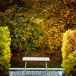 Byarums bruk Table For Outdoor Use*Seriff table, Mahogany oil, raw aluminum stand BrownSilver-coloured
